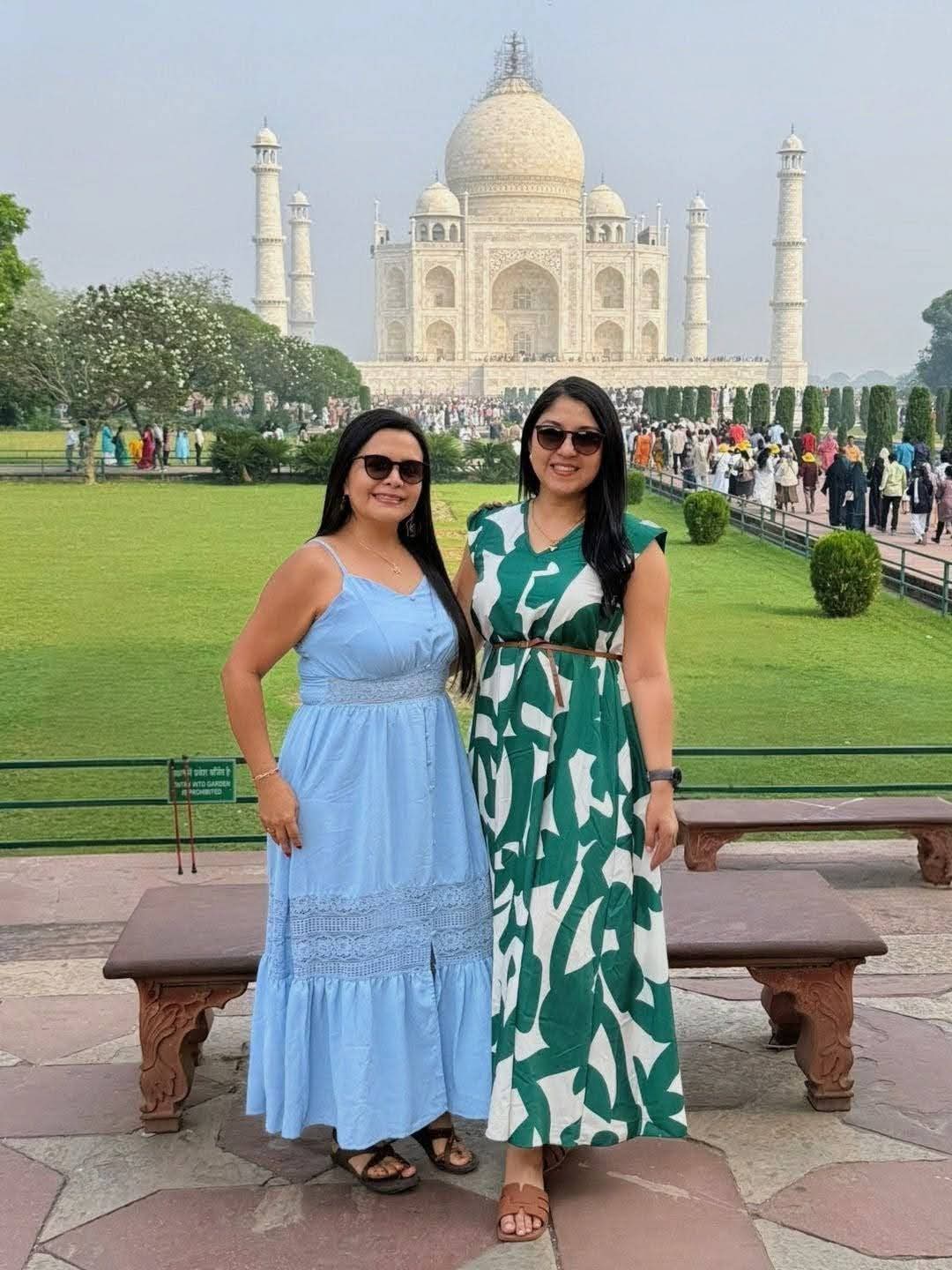 Travellers visiting the Taj Mahal