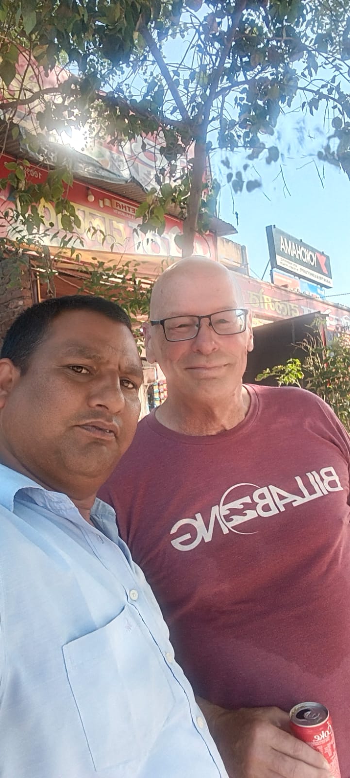 A shared travel selfie